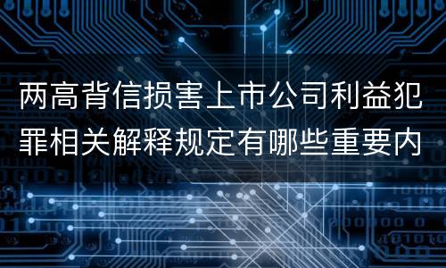 两高背信损害上市公司利益犯罪相关解释规定有哪些重要内容