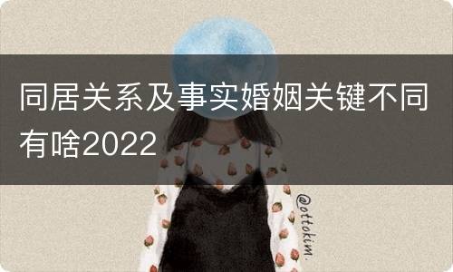 同居关系及事实婚姻关键不同有啥2022