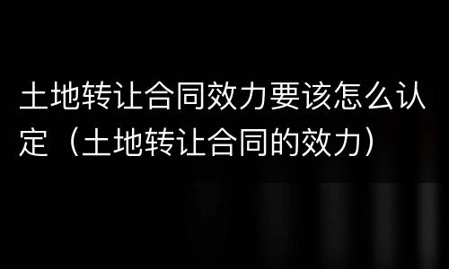 土地转让合同效力要该怎么认定（土地转让合同的效力）