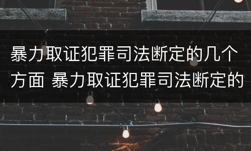 暴力取证犯罪司法断定的几个方面 暴力取证犯罪司法断定的几个方面是什么