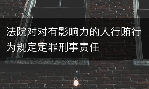 法院对对有影响力的人行贿行为规定定罪刑事责任