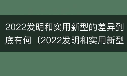 2022发明和实用新型的差异到底有何（2022发明和实用新型的差异到底有何意义呢）