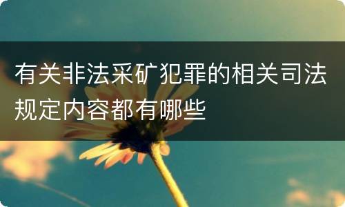 有关非法采矿犯罪的相关司法规定内容都有哪些