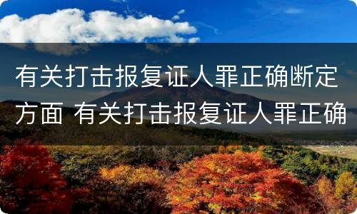 有关打击报复证人罪正确断定方面 有关打击报复证人罪正确断定方面的措施