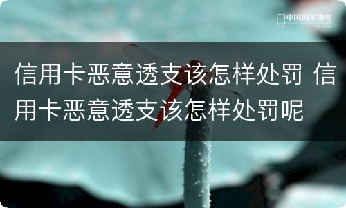 信用卡恶意透支该怎样处罚 信用卡恶意透支该怎样处罚呢