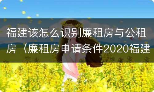 福建该怎么识别廉租房与公租房（廉租房申请条件2020福建）