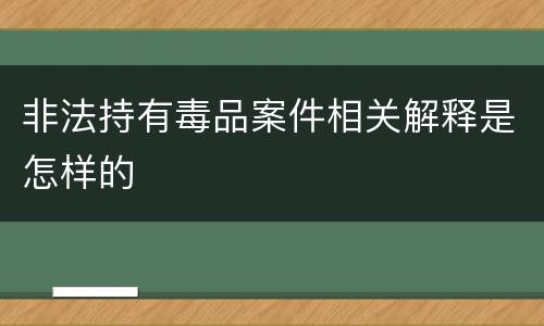 非法持有毒品案件相关解释是怎样的