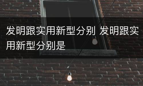 发明跟实用新型分别 发明跟实用新型分别是