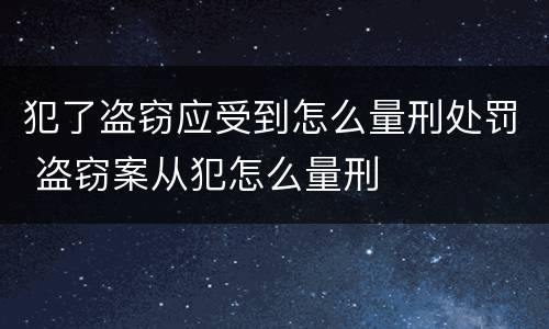 犯了盗窃应受到怎么量刑处罚 盗窃案从犯怎么量刑