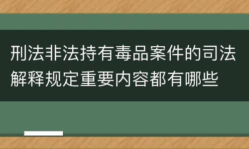 刑法非法持有毒品案件的司法解释规定重要内容都有哪些