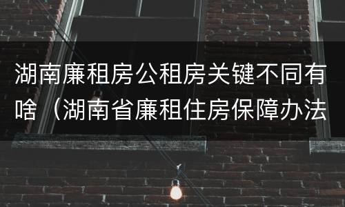 湖南廉租房公租房关键不同有啥（湖南省廉租住房保障办法）