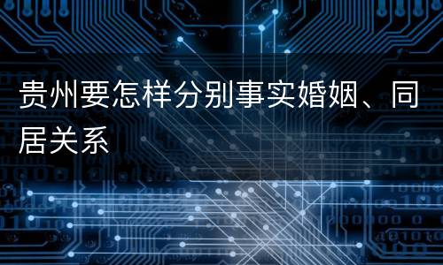 贵州要怎样分别事实婚姻、同居关系