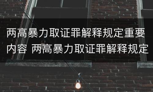 两高暴力取证罪解释规定重要内容 两高暴力取证罪解释规定重要内容包括