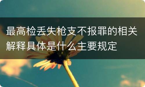 最高检丢失枪支不报罪的相关解释具体是什么主要规定