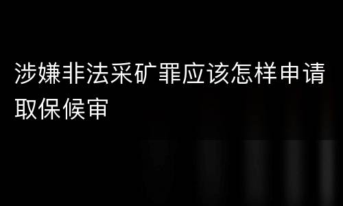 涉嫌非法采矿罪应该怎样申请取保候审