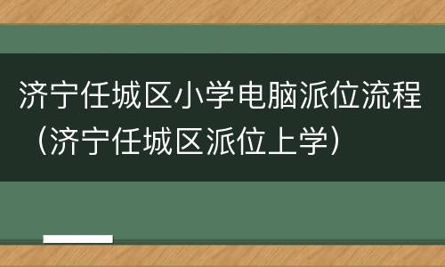 济宁任城区小学电脑派位流程（济宁任城区派位上学）