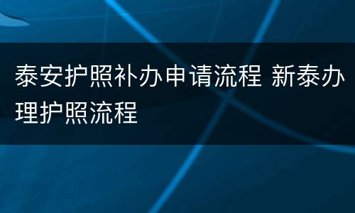 泰安护照补办申请流程 新泰办理护照流程