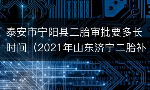 泰安市宁阳县二胎审批要多长时间（2021年山东济宁二胎补助政策）