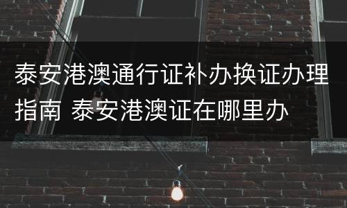 泰安港澳通行证补办换证办理指南 泰安港澳证在哪里办