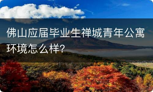 佛山应届毕业生禅城青年公寓环境怎么样？