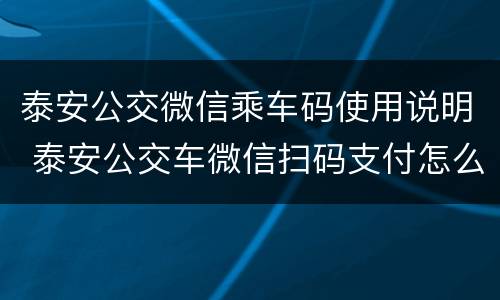 泰安公交微信乘车码使用说明 泰安公交车微信扫码支付怎么用