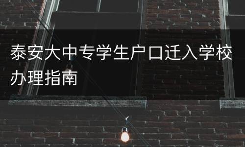 泰安大中专学生户口迁入学校办理指南