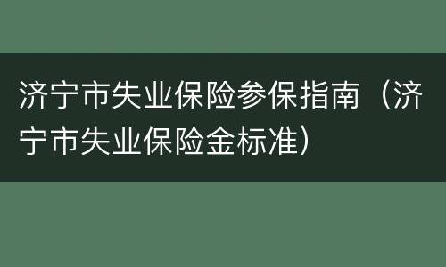 济宁市失业保险参保指南（济宁市失业保险金标准）