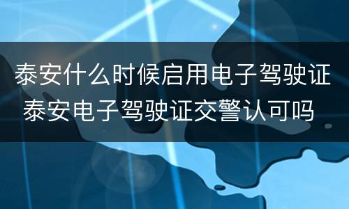 泰安什么时候启用电子驾驶证 泰安电子驾驶证交警认可吗