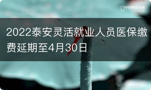 2022泰安灵活就业人员医保缴费延期至4月30日