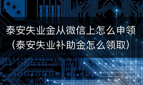 泰安失业金从微信上怎么申领（泰安失业补助金怎么领取）