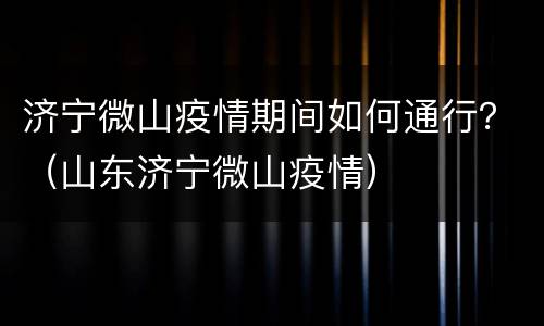 济宁微山疫情期间如何通行？（山东济宁微山疫情）