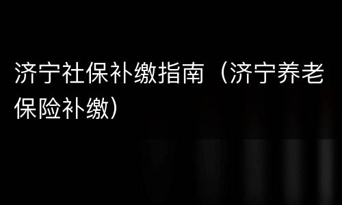 济宁社保补缴指南（济宁养老保险补缴）