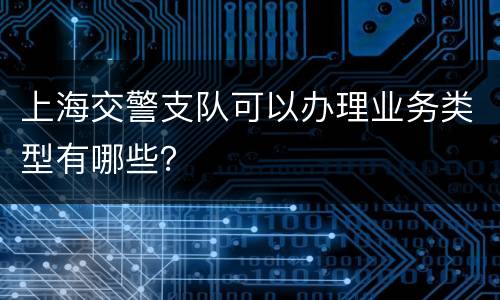 上海交警支队可以办理业务类型有哪些？