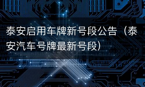 泰安启用车牌新号段公告（泰安汽车号牌最新号段）