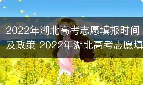 2022年湖北高考志愿填报时间及政策 2022年湖北高考志愿填报时间及政策详解