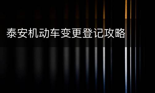 泰安机动车变更登记攻略