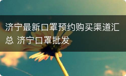 济宁最新口罩预约购买渠道汇总 济宁口罩批发