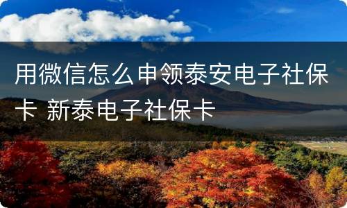 用微信怎么申领泰安电子社保卡 新泰电子社保卡