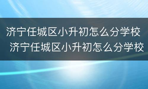 济宁任城区小升初怎么分学校 济宁任城区小升初怎么分学校和初中