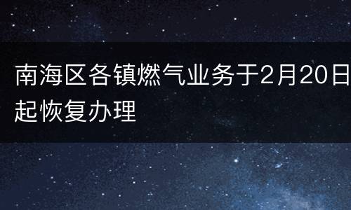 南海区各镇燃气业务于2月20日起恢复办理