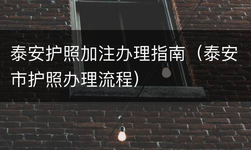 泰安护照加注办理指南（泰安市护照办理流程）