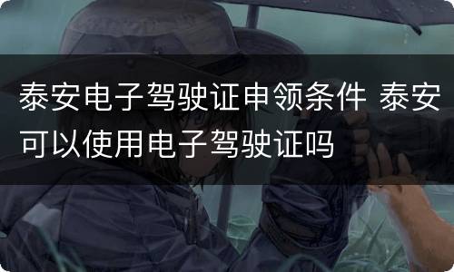 泰安电子驾驶证申领条件 泰安可以使用电子驾驶证吗