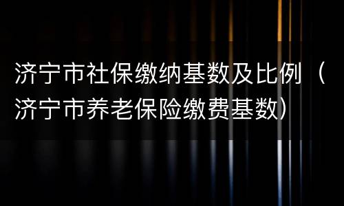 济宁市社保缴纳基数及比例（济宁市养老保险缴费基数）