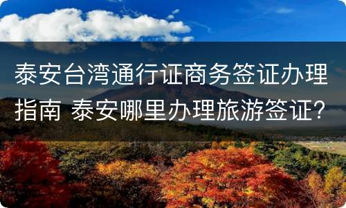 泰安台湾通行证商务签证办理指南 泰安哪里办理旅游签证?