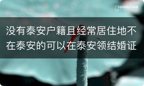 没有泰安户籍且经常居住地不在泰安的可以在泰安领结婚证吗