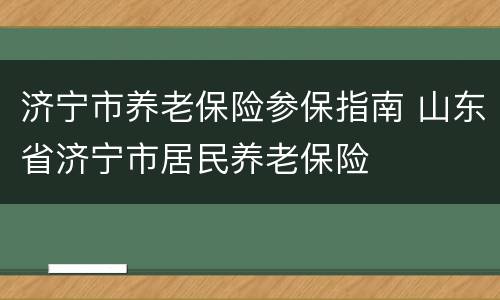 济宁市养老保险参保指南 山东省济宁市居民养老保险