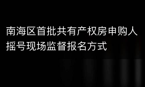 南海区首批共有产权房申购人摇号现场监督报名方式