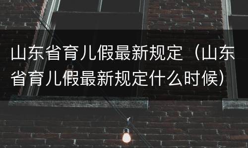 山东省育儿假最新规定（山东省育儿假最新规定什么时候）