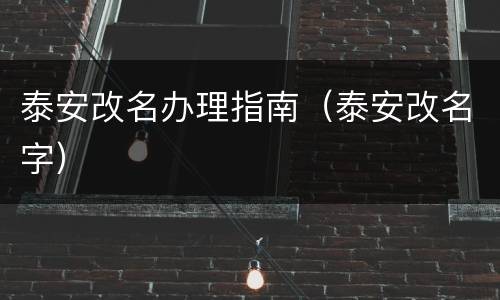 泰安改名办理指南（泰安改名字）