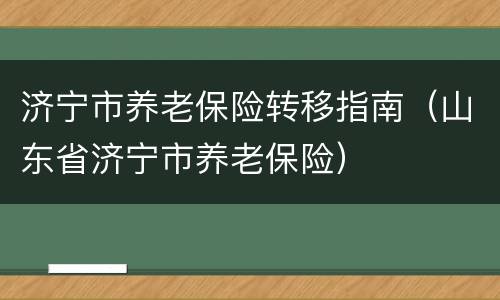 济宁市养老保险转移指南（山东省济宁市养老保险）